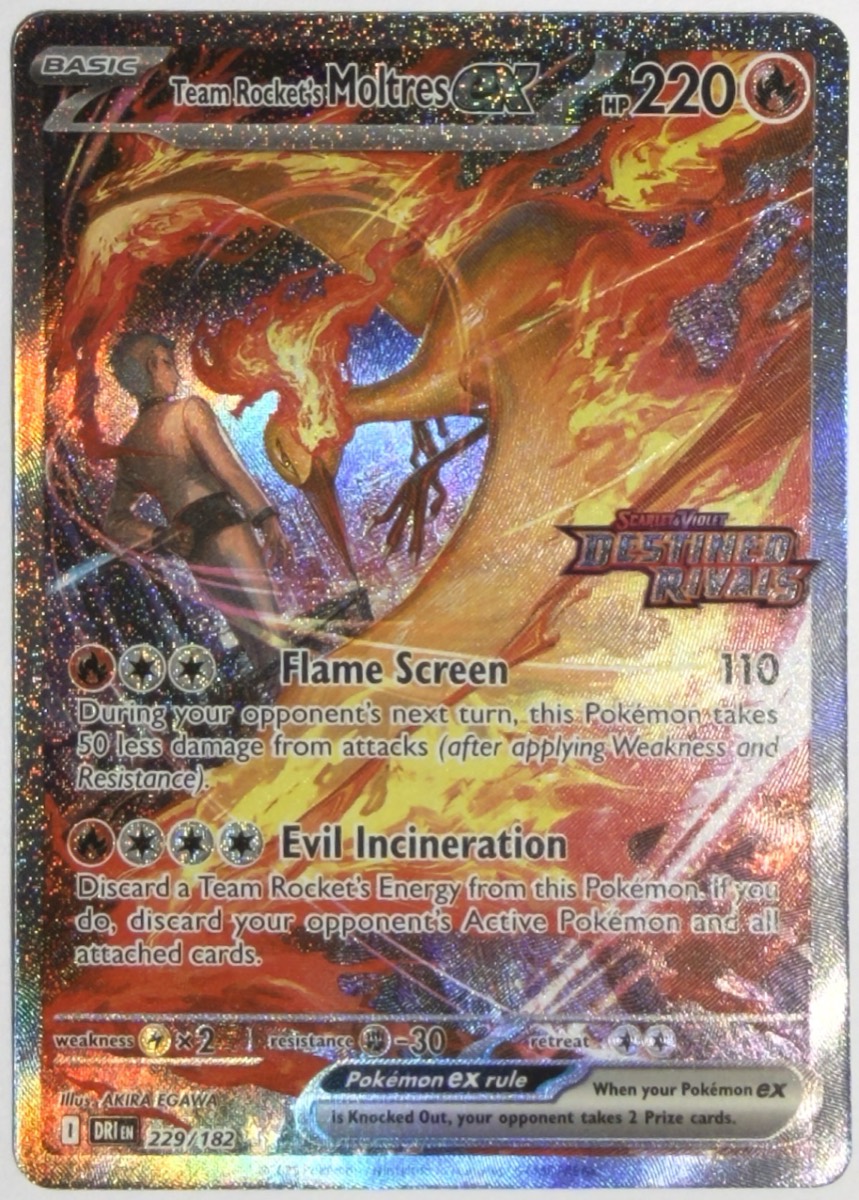 Team Rocket's Moltres ex - 229/182 (Destined Rivals Stamp), frente